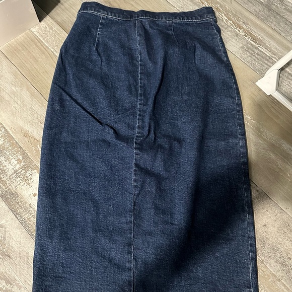 Madewell Raw Hem Denim Midi Skirt Size 25 Faux Wrap Zip Up - Picture 7 of 11